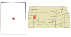 Ubicación en el condado de Scott en KansasUbicación de Kansas en EE. UU.