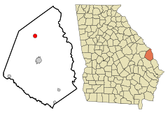 Screven County Georgia Incorporated and Unincorporated areas Hiltonia Highlighted.svg
