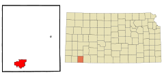 Ubicación en el condado de Seward en KansasUbicación de Kansas en EE. UU.