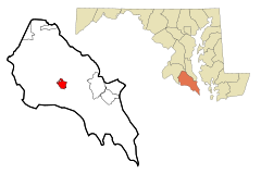 Ubicación en el condado de Saint Mary en MarylandUbicación de Maryland en EE. UU.