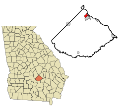 Telfair County Georgia Incorporated and Unincorporated areas Helena Highlighted.svg