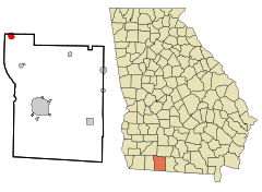Thomas County Georgia Incorporated and Unincorporated areas Meigs Highlighted.svg