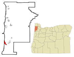 Ubicación en el condado de Tillamook en el estado de Oregón Ubicación de Oregón en EE. UU.