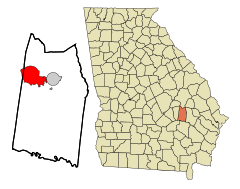 Toombs County Georgia Incorporated and Unincorporated areas Vidalia Highlighted.svg