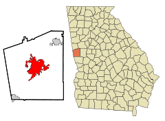 Troup County Georgia Incorporated and Unincorporated areas LaGrange Highlighted.svg