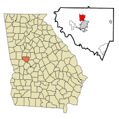Upson County Georgia Incorporated and Unincorporated areas Hannahs Mill Highlighted.svg