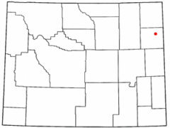 Ubicación en el condado de Weston en Wyoming Ubicación de Wyoming en EE. UU.