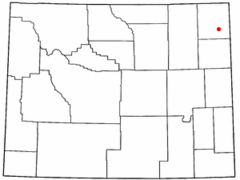 Ubicación en el condado de Crook en Wyoming Ubicación de Wyoming en EE. UU.