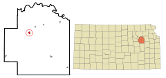 Ubicación en el condado de Wabaunsee en KansasUbicación de Kansas en EE. UU.