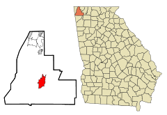 Walker County Georgia Incorporated and Unincorporated areas La Fayette Highlighted.svg