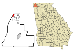 Walker County Georgia Incorporated and Unincorporated areas Lookout Mountain Highlighted.svg