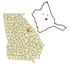 Warren County Georgia Incorporated and Unincorporated areas Warrenton Highlighted.svg