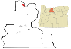 Ubicación en el condado de Wasco en el estado de Oregón Ubicación de Oregón en EE. UU.