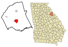 Wilkes County Georgia Incorporated and Unincorporated areas Washington Highlighted.svg