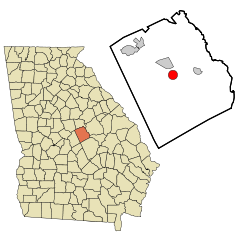 Wilkinson County Georgia Incorporated and Unincorporated areas Irwinton Highlighted.svg