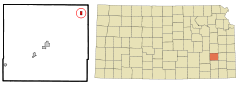Ubicación en el condado de Woodson en KansasUbicación de Kansas en EE. UU.