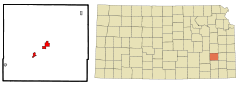 Ubicación en el condado de Woodson en KansasUbicación de Kansas en EE. UU.