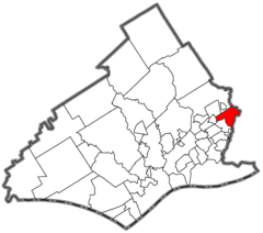 Ubicación en el condado de DelawareUbicación del condado en PensilvaniaUbicación de Pensilvania en EE. UU.