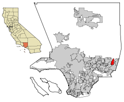 Localización en el Condado de Los Ángeles y en el estado de California