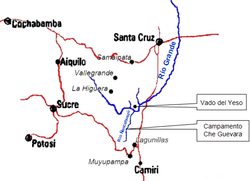 Mapa de la zona del río Ñancahuazú