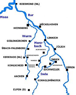 Localización del Wurm en la cuenca del Ruhr