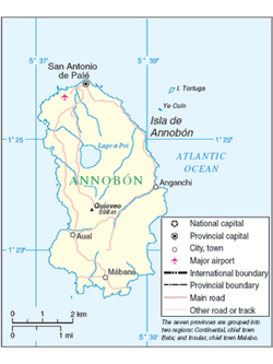 Localización de San Antonio de Palé en Annobón
