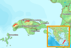 Localización y mapa de la isla de Samos