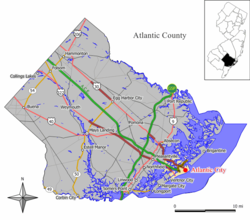 Localización en el condado de Atlantic, Nueva Jersey, EE.UU.