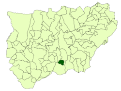 Situación de Bélmez de la Moraleda con respecto a la provincia de Jaén