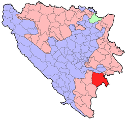 Localización de Foča en Bosnia-Herzegovina
