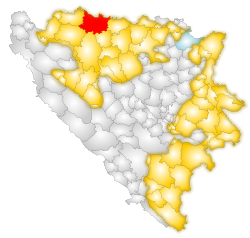 Localización de Gradiška en Bosnia y Herzegovina