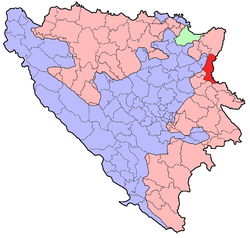 Localización de Zvornik en Bosnia-Herzegovina