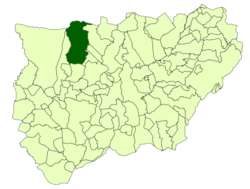 Situación de Baños de la Encina con respecto a la provincia de Jaén