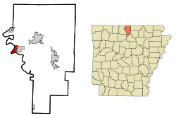 Localización en el Condado de Baxter y en el estado de Arkansas