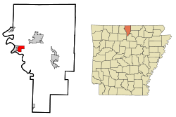 Localización en el condado de Baxter y en el estado de Arkansas