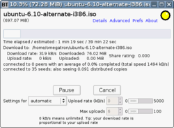 Bittornado screenshot showing use of IEC and SI prefixes.png