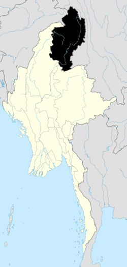 R. strykeri se distribuye por el estado de Kachin, al norte de Myanmar (en negro).