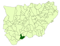 Situación de Campillo de Arenas con respecto a la provincia de Jaén
