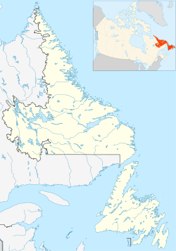 Localización de Aaron Arm en Terranova y Labrador