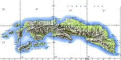 Mapa de la isla de Ceram. Ambon está abajo en la parte izquierda.