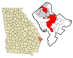 Localización en el Condado de Chatham, en el estado de Georgia