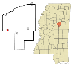 Choctaw County Mississippi Incorporated and Unincorporated areas French Camp Highlighted.svg