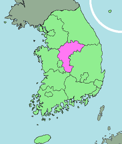 Localización de Chungcheong del Norte en Corea del Sur