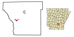 Localización en el condado de Cleveland y en el estado de Arkansas