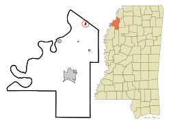 Coahoma County Mississippi Incorporated and Unincorporated areas Lula Highlighted.svg