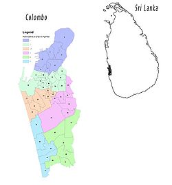 Distritos administrativos de Colombo y ésta en Sri Lanka.