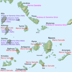 Localización de la isla en las Cícladas