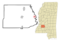 Copiah County Mississippi Incorporated and Unincorporated areas Georgetown Highlighted.svg