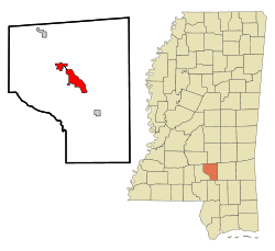 Covington County Mississippi Incorporated and Unincorporated areas Collins Highlighted.svg