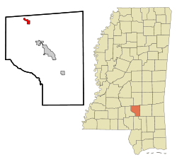 Covington County Mississippi Incorporated and Unincorporated areas Mount Olive Highlighted.svg